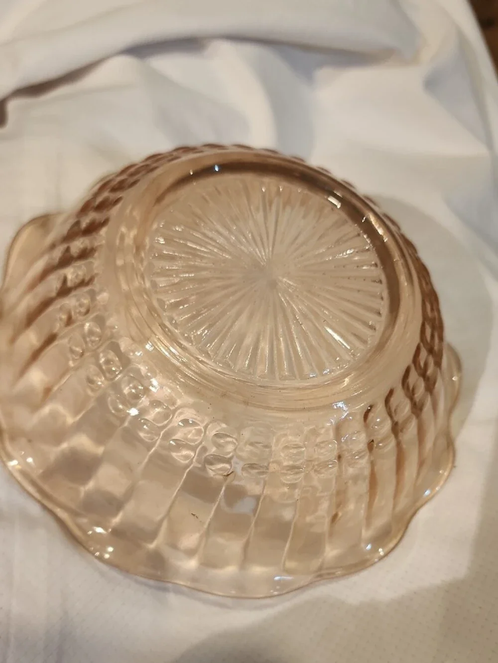 Pink Bowl Depression Glass Wavy Ruffled Edge Anchor Hocking 1930's Set of 2